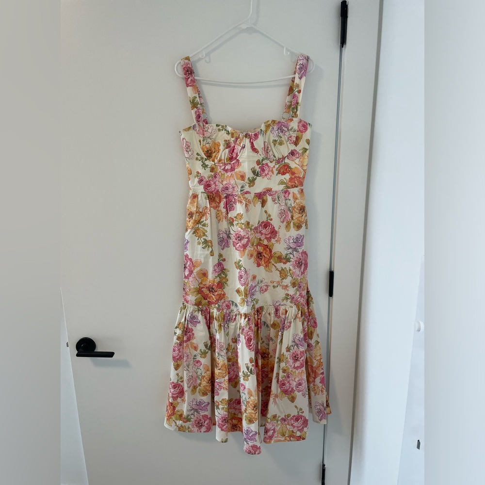 HOUSE OF CB “Elia Floral Stretch Cotton Blend Corset Sundress”
